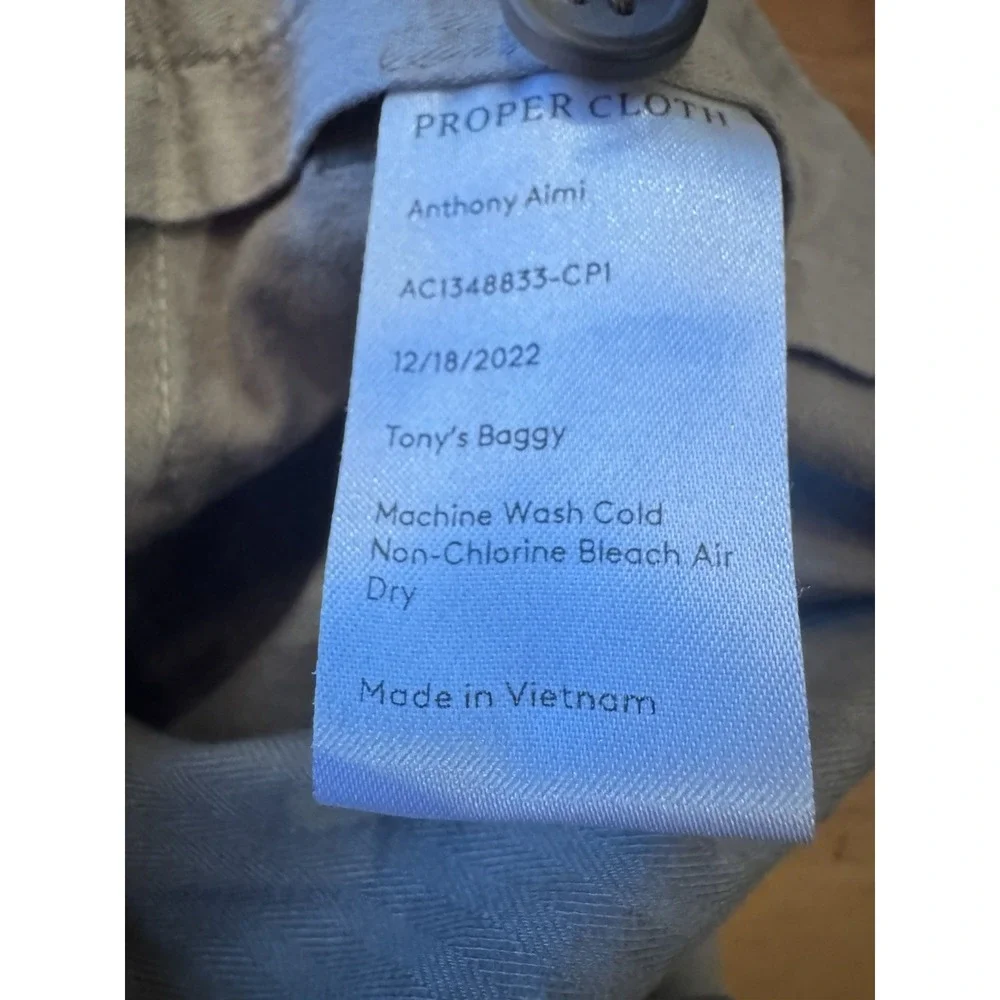 Proper Cloth Men's Khaki Stretch Herringbone Cargo Pants 46/48 X‎ 36.5